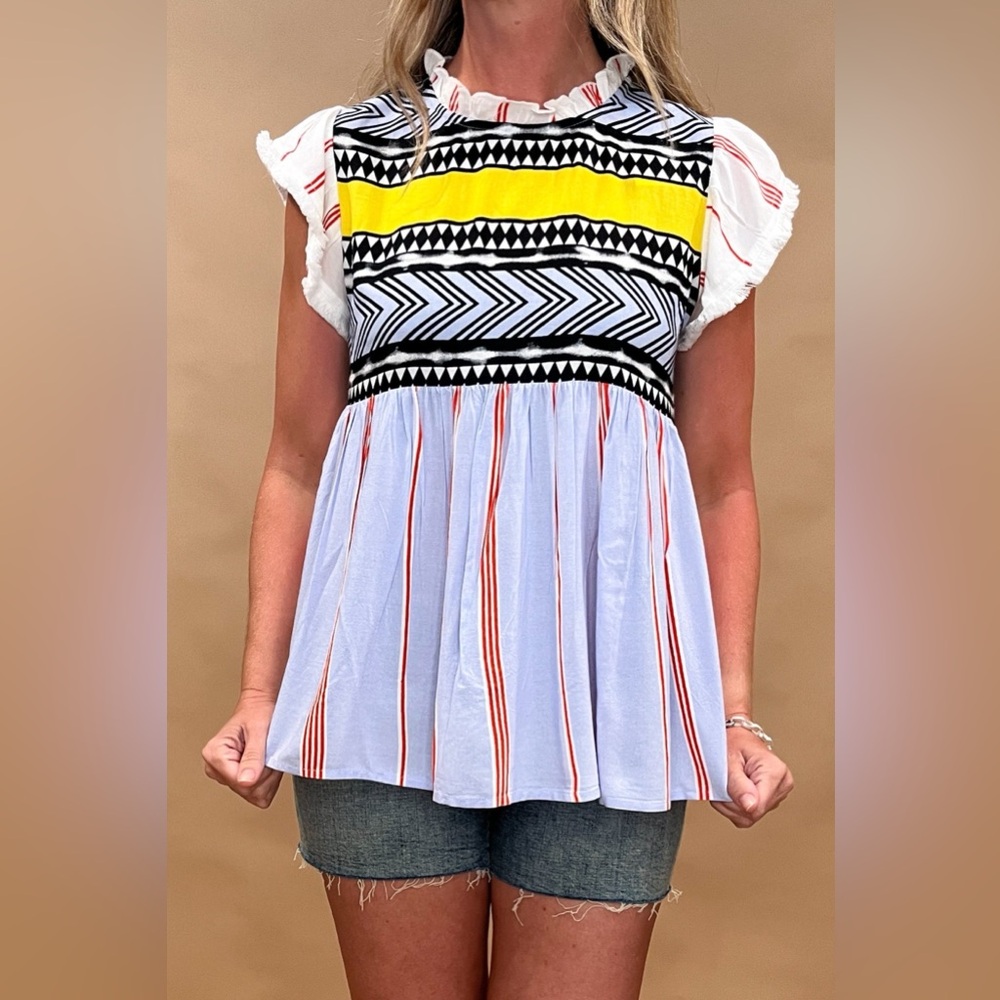 THML Yellow Stripe Summer Party Top